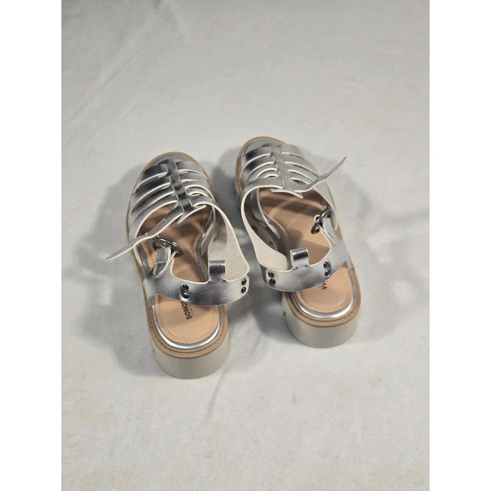 Sonoma Goods For Life Silver Metallic Gladiator Platform Sandals Womens 9.5